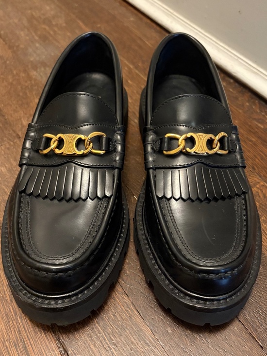 Celine Shoes - Celine Margaret Chunky Loafers with fringe and Triomphe chain size 6 / IT 36